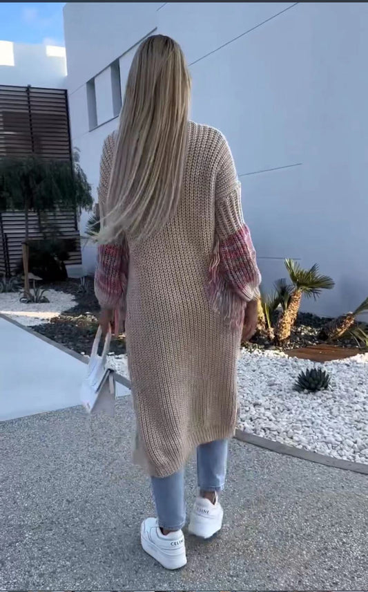 Lång stickad cardigan