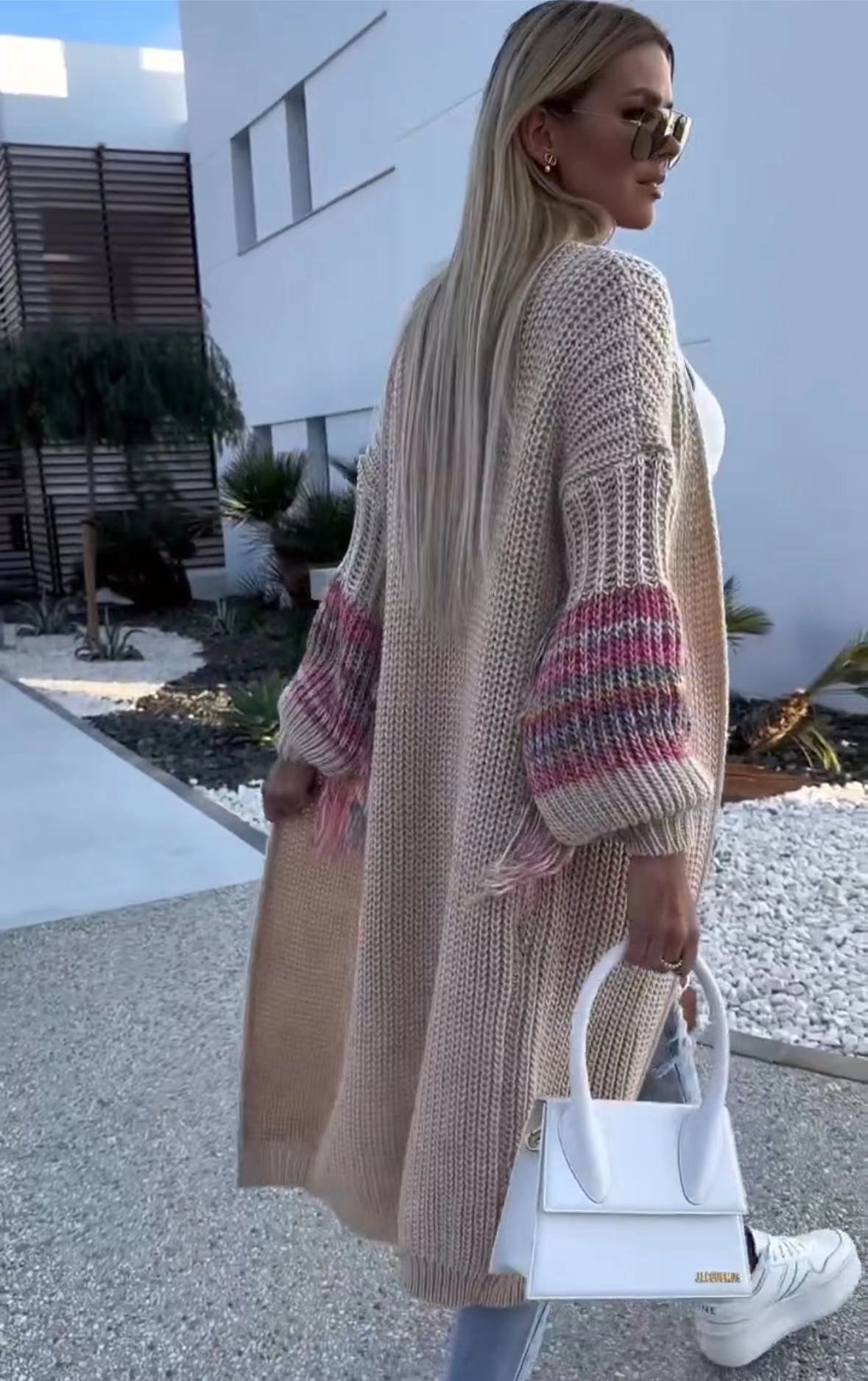 LÄng stickad cardigan